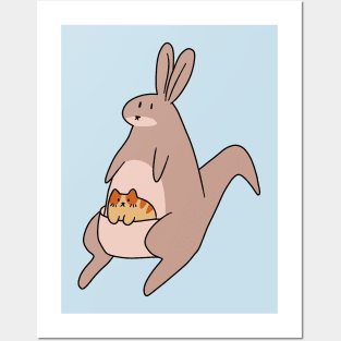 Kangaroo and Tabby Cat Posters and Art